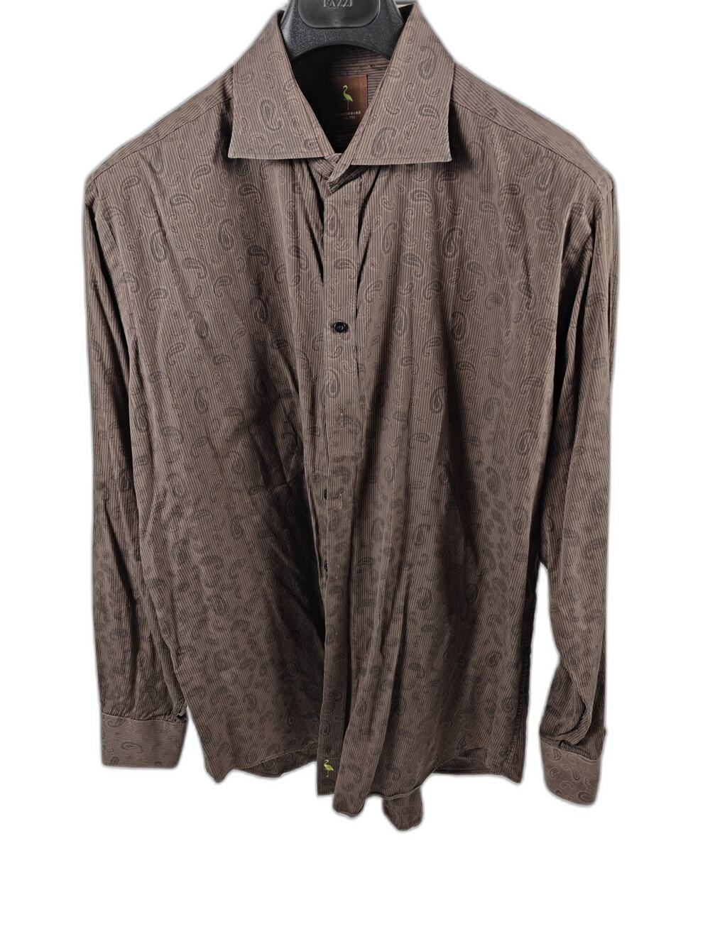 Men's TailorByrd Button Down Shirt Brown Paisley XL/TG